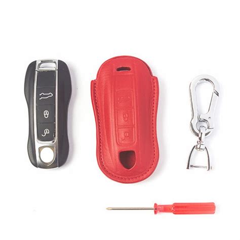 3 Buttons Genuine Leather Car Key Case Shell Cover For Porsche Cayenne