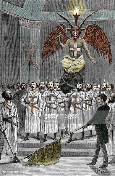 Representation Of Freemasons Dressed As Templar Knights Worshiping