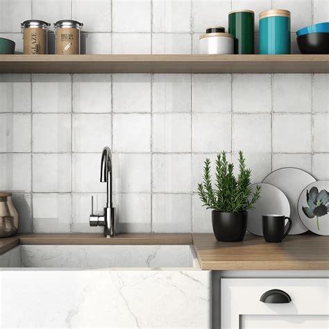 Seville White Ceramic 6x6 Wall Tile Tilezz