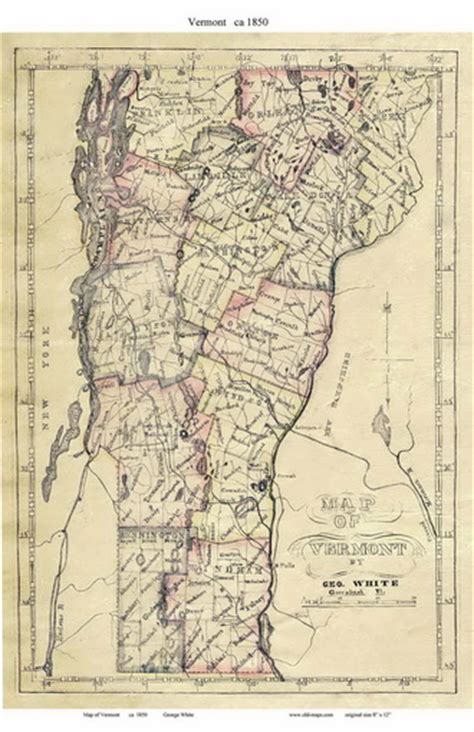 Prints Of Old Vermont State Maps