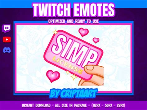 Simp License Twitch Emote Simp Card Meme Sub Emoji Love In The Stream