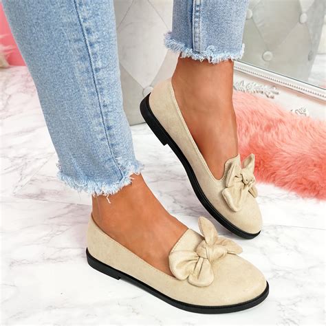 Womens Ladies Bow Ballerina Pumps Flats Slip On Ballet Casual Work Shoes Size Ebay
