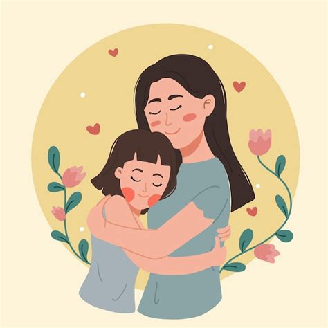 Premium Vector Happy Mothers Day Smiling Mom Hugs Her Children
