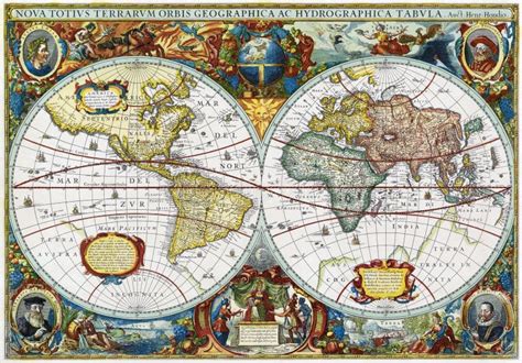 Ancient Map Of Vintage Medieval World Hondius Stock Illustration