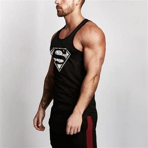 Bodybuilding Superman Brand Mesh Tank Top Men Stringer Tank Top Fitnes
