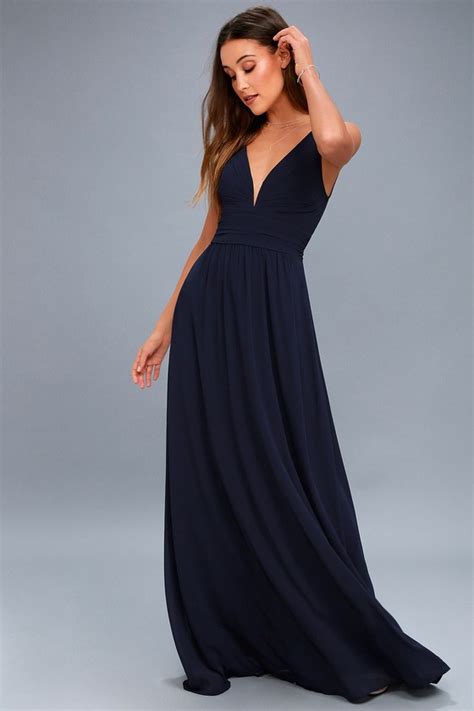 Elegant Maxi Dress Navy Blue Dress Plunging Maxi Dress Lulus