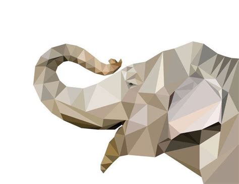 Elephant Head Geometric Art Print Low Poly Cute Nursery Illustration