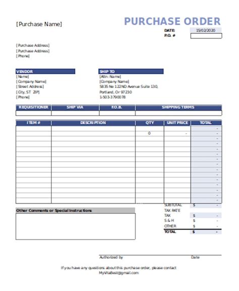Printable Generic Purchase Order Form Pdf Example Resume Template Free Hot Sex Picture