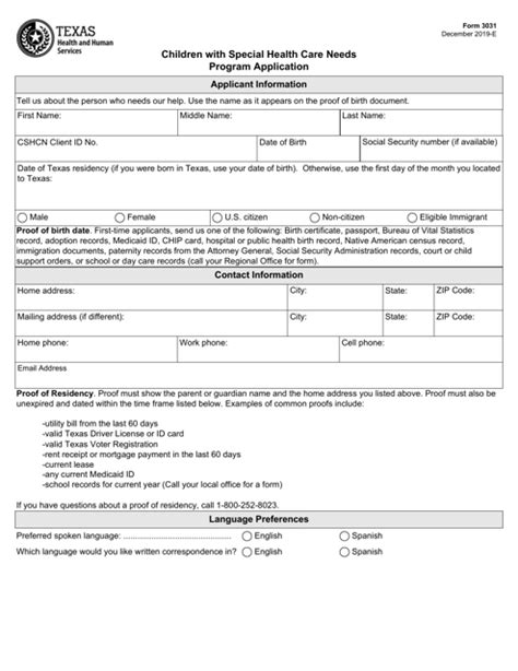 Form 3031 Download Printable Pdf Or Fill Online Children With Special