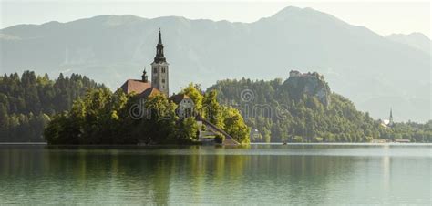 Panorama Of Bled Lake Slovenia Stock Photo Image Of Panoramic