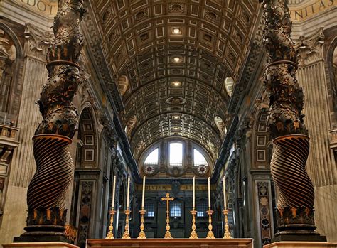 Interior Of St Peters Basilica Behind The Main Altar Shooting Toward