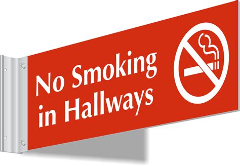No Smoking In Hallways 2 Sided Projecting Sign With Symbol