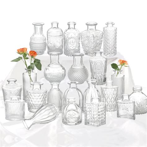 Buy Glass Bud Vase Set Of 22 Small Vases For Flowers Clear Glass Vases For Centerpieces Mini