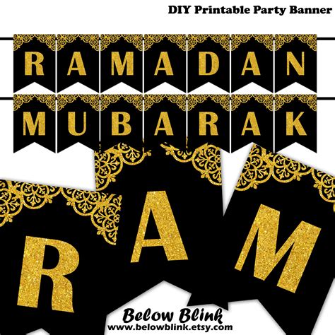 Ramadan Mubarak Banner Gold Black Royal Garland Bunting Etsy