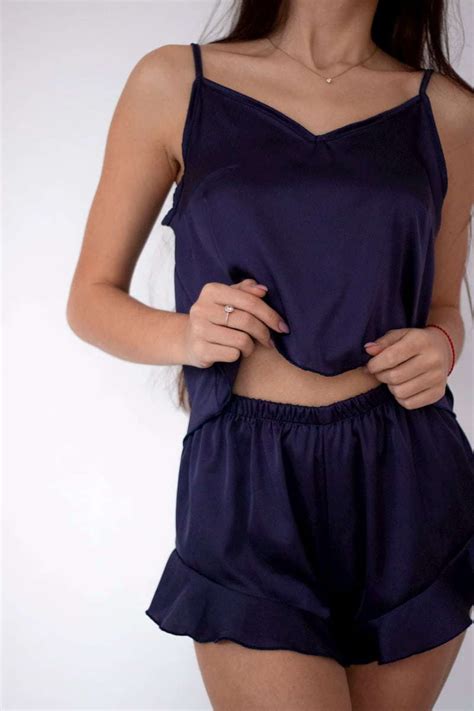 Sexy Dark Blue Set Pajamas For Girls Women Teen Sleepwear Best Etsy