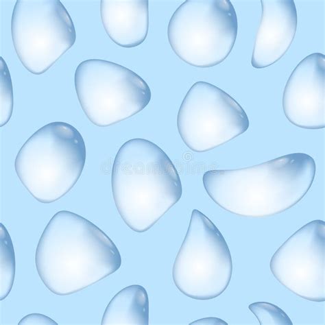 Vector Realistic Water Drops Seamless Pattern On Blue Background