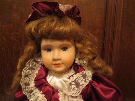 Beautiful Porcelain 22 Inch Doll With Long Red Curly Hair And Etsy