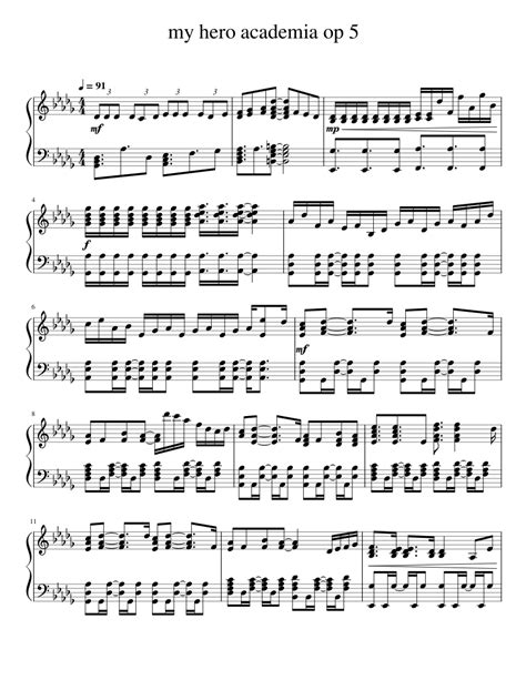 My Hero Academia Op 5 Sheet Music For Piano Solo