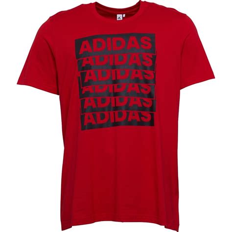 Køb Adidas Herrer Repeated Linear Logo T Shirt Mørk Rød