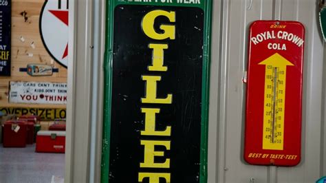 Gillette Tires Single Sided Embossed Tin Sign E457 Indy Road Art 2022