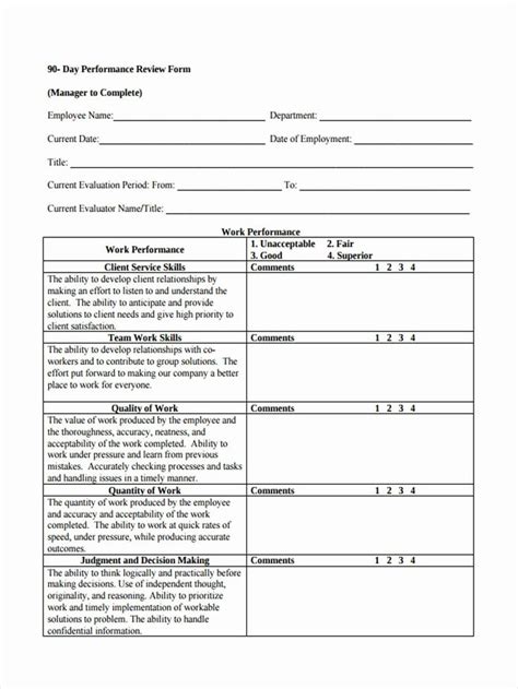 90 Day Employee Evaluation Form Elegant 27 Performance Review Forms In Pdf In 2020 Employee
