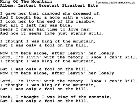 King Of The Mountain By George Strait Lyrics