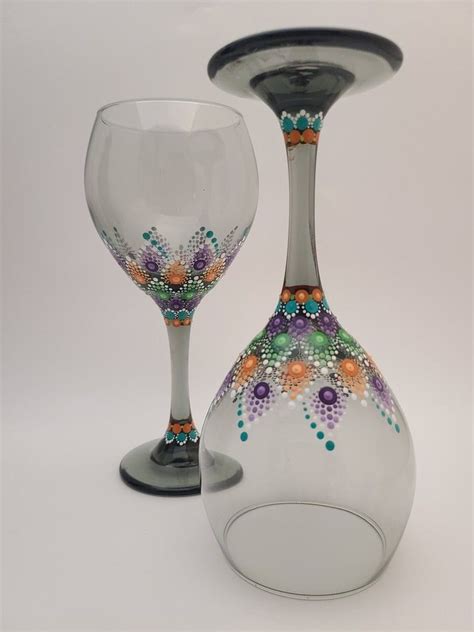 Glass Bottle Crafts Bottle Art Diy Wine Glasses Glitter Glasses Decorated Wine Glasses Dot