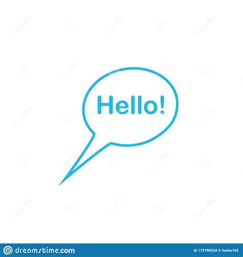 Chat Speach Bubble With Hello Word Welcome Greeting Message Stock