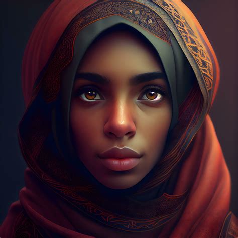 Portrait Of A Beautiful Muslim Woman In A Red Hijab Ai Generative
