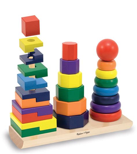 Melissa And Doug Geometric Stacker Wooden Baby Toddlers Educational