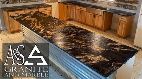 Magma Gold Chiseled Edge Really Pops With A Leathered Finish On These Countertops Aands Granite