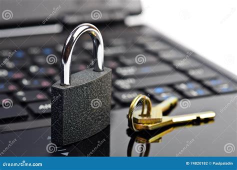 Padlock On Laptop Computer Keyboard Stock Photo Image Of Security