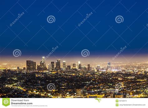 Skyline Of Los Angeles By Night Stock Photo Image Of Beautiful