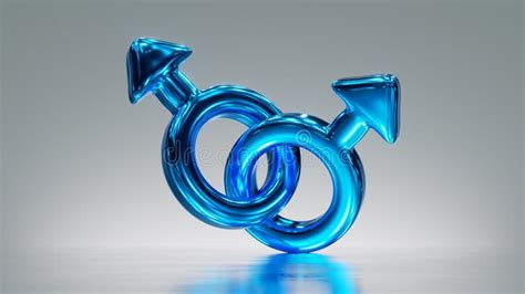 3d Rendering Two Male Gender Symbols Linked Together Blue Masculine