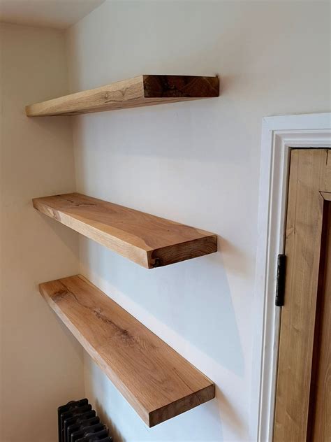 Oak Floating Shelves Solid Wood Bespoke Chunky Concealed Etsy