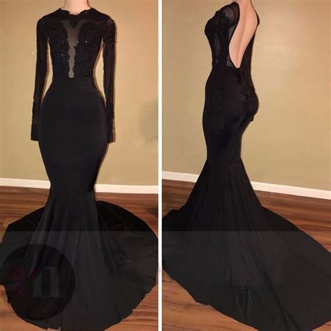 Buy Custom Made 2017 Backless Black Long Sleeve Prom