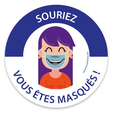 Panneau masque obligatoire Souriez vous êtes masqués Masque Vinyle