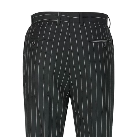 Mens Classic Tweed Pinstripe Trousers Retro Vintage Tailored Fit Suit