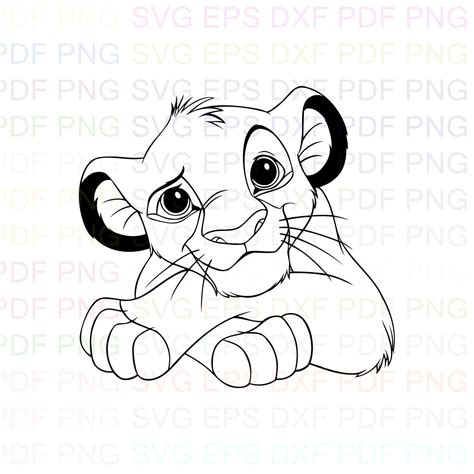 Simba The Lion King 13 Outline Svg Stitch Silhouette Etsy