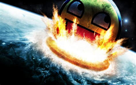 Download Smiley Face Crashing Into Earth Wallpaper By Robertward