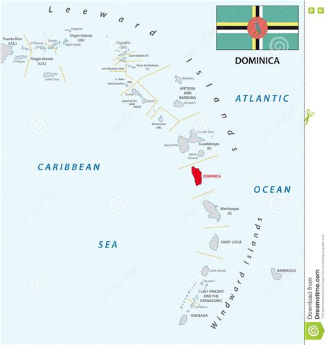 Visit the island of dominica, immerse yourself in nature & adventure, and discover why in the waters surrounding dominica, you'll feel like you've entered an underwater world preserved just for you. Karte Dominica Der Kleinen Antillen Mit Flagge Stock ...