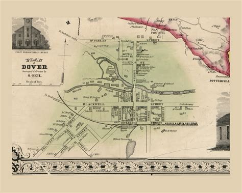 Dover New Jersey 1853 Old Town Map Custom Print Morris Co Old Maps