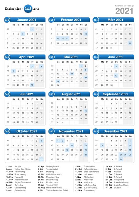 Es ist sowohl vertikal als auch horizontal ausgelegt. Kalender 2021