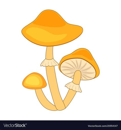 Cartoon Honey Fungus Mushroom Isolated On White Vector Image