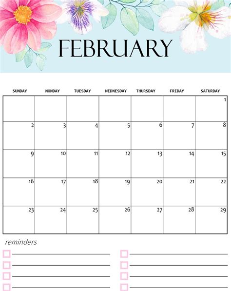 Monthly February Calendar 2020 Printable Word Editable One Platform