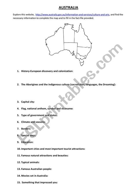 Australia And New Zealand Worksheet - Australia and New Zealand: WEBQUEST - ESL worksheet by GretaCim