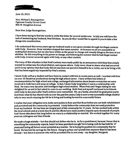 In these situations, letters to the judge may be helpful during the sentencing phase of a case. Leniency Letters from West Branch Rose City Teachers