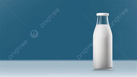 Blue Background Isolated Milk Bottle With Realistic Clear Transparency
