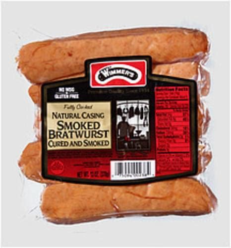 Wimmers Natural Casing Smoked Bratwurst 13 Oz Nutrition Information