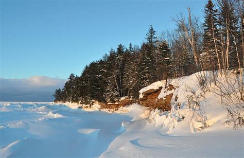 Lake Superior Winter Sunset Shoreline Photograph By